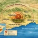 Map showing the earthquake near Tabernas and the areas where the tremor was felt across Almeria province