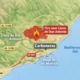 Map showing the wildfire in Carboneras near Llano de Don Antonio and the surrounding area