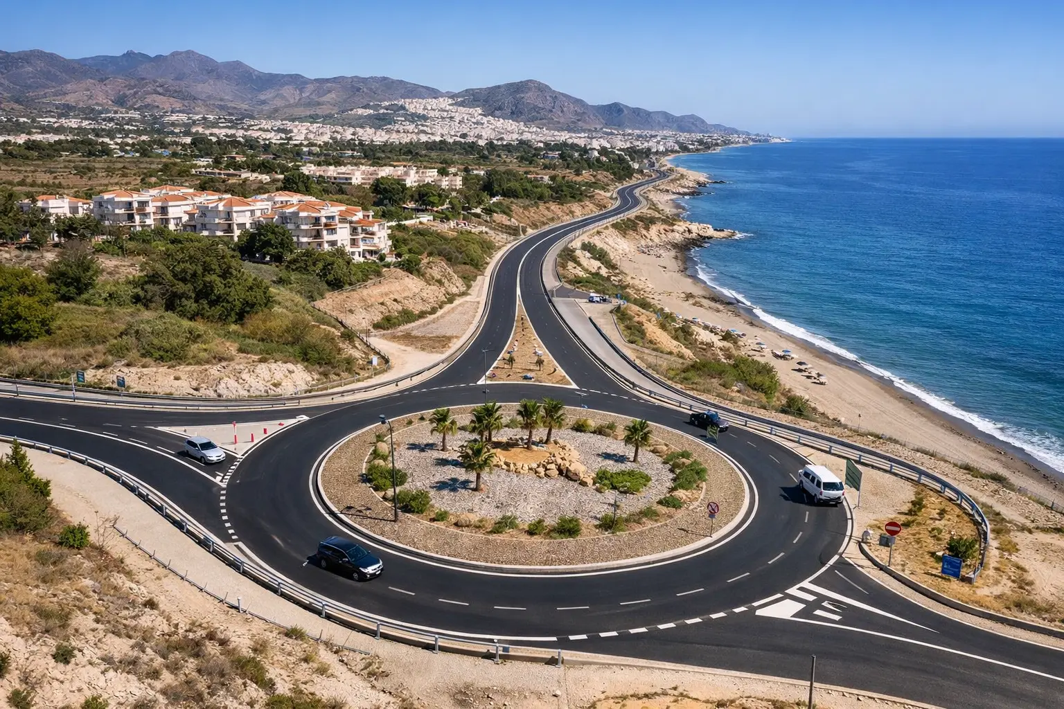 Mojacar coastal bypass A-1203 roundabout near Las Marinas