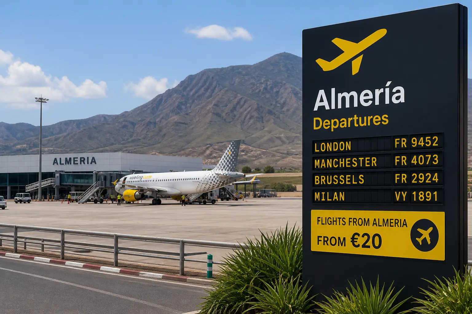 Flights from Almeria Airport with summer routes to London Brussels Milan and Manchester