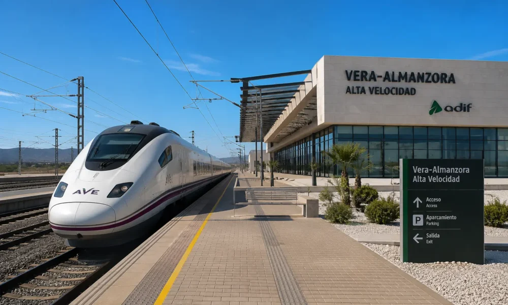 Vera Almanzora High-Speed Rail Station with AVE train and platform