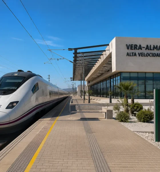 Vera Almanzora High-Speed Rail Station with AVE train and platform