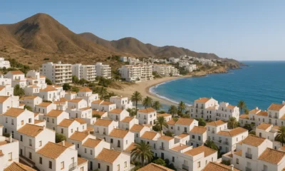 Coastal town in Almeria showing a mix of homes and tourist rentals under Mediterranean light.