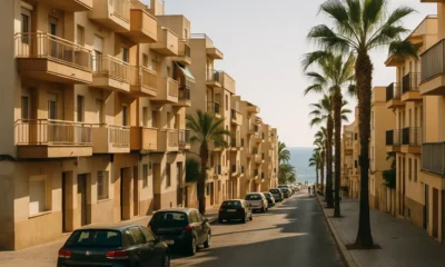 Residential buildings and palm-lined streets in Garrucha on the Almeria coast