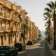 Residential buildings and palm-lined streets in Garrucha on the Almeria coast