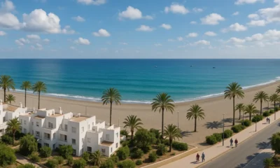 El Lancon beachfront in Carboneras with senior-friendly residential buildings and Mediterranean sea in daylight
