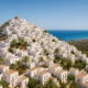 Panoramic view of Mojacar village and Mediterranean coast under natural light.