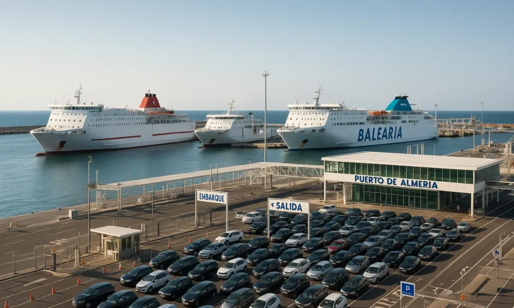 Port of Almeria busy with passenger ferries and vehicles during Operation Paso del Estrecho