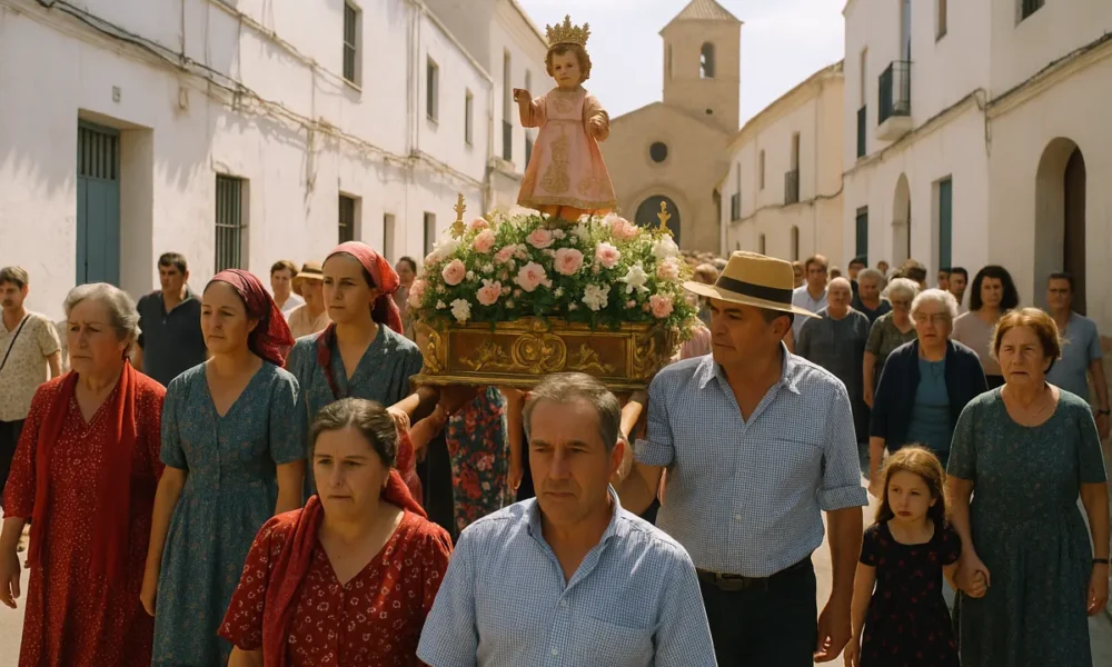 Divina Infantita statue procession through El Ejido streets during centenary celebration