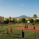 Community sports activities with children and adults at El Ejido sports facilities in sunlight