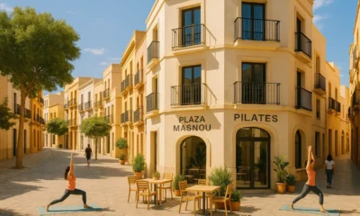 Plaza Masnou in Almeria featuring the new Pilates Club Amar in Las Cuatro Calles on a sunny day