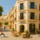 Plaza Masnou in Almeria featuring the new Pilates Club Amar in Las Cuatro Calles on a sunny day