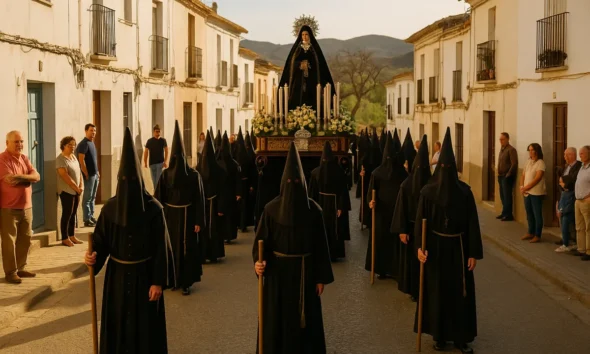 Religious procession in Huércal-Overa during Hermandades de La Soledad gathering